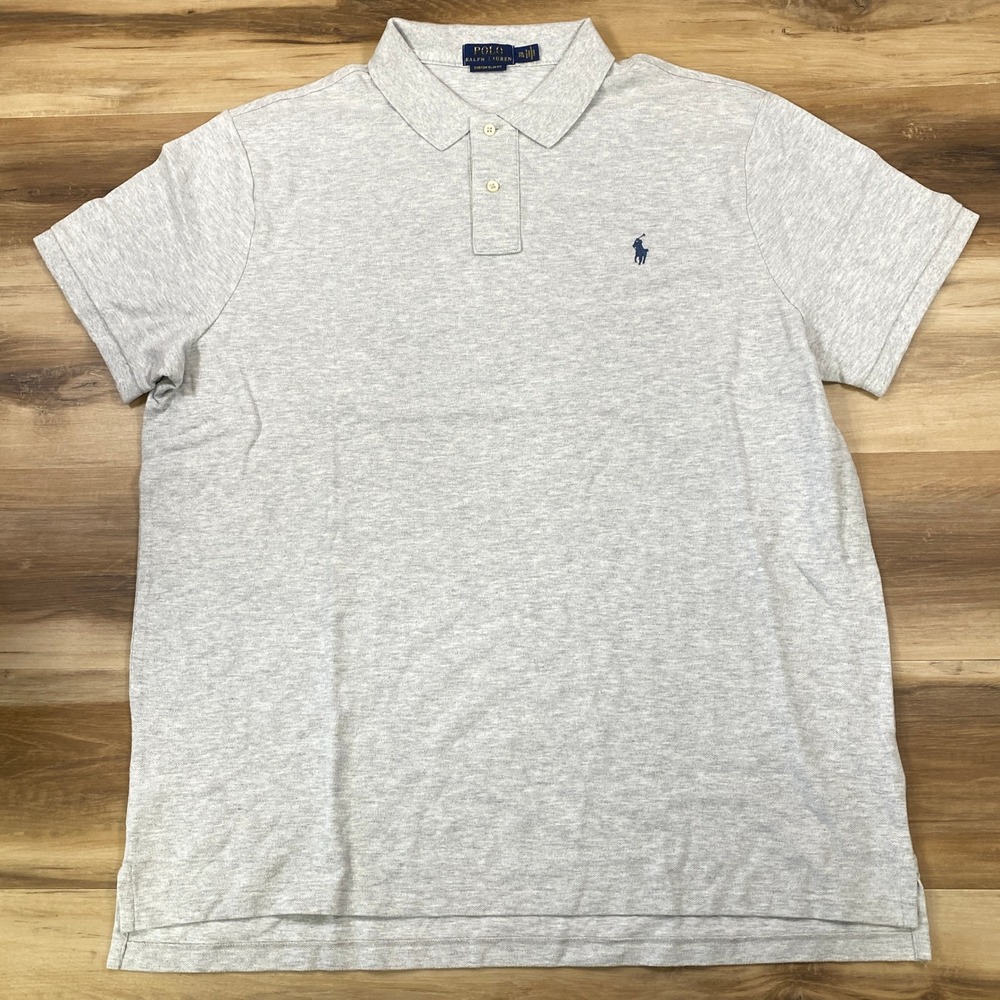 Polo Ralph Lauren Polo Mens XXL Classic Cotton Custom Slim Fit Gray Heritage